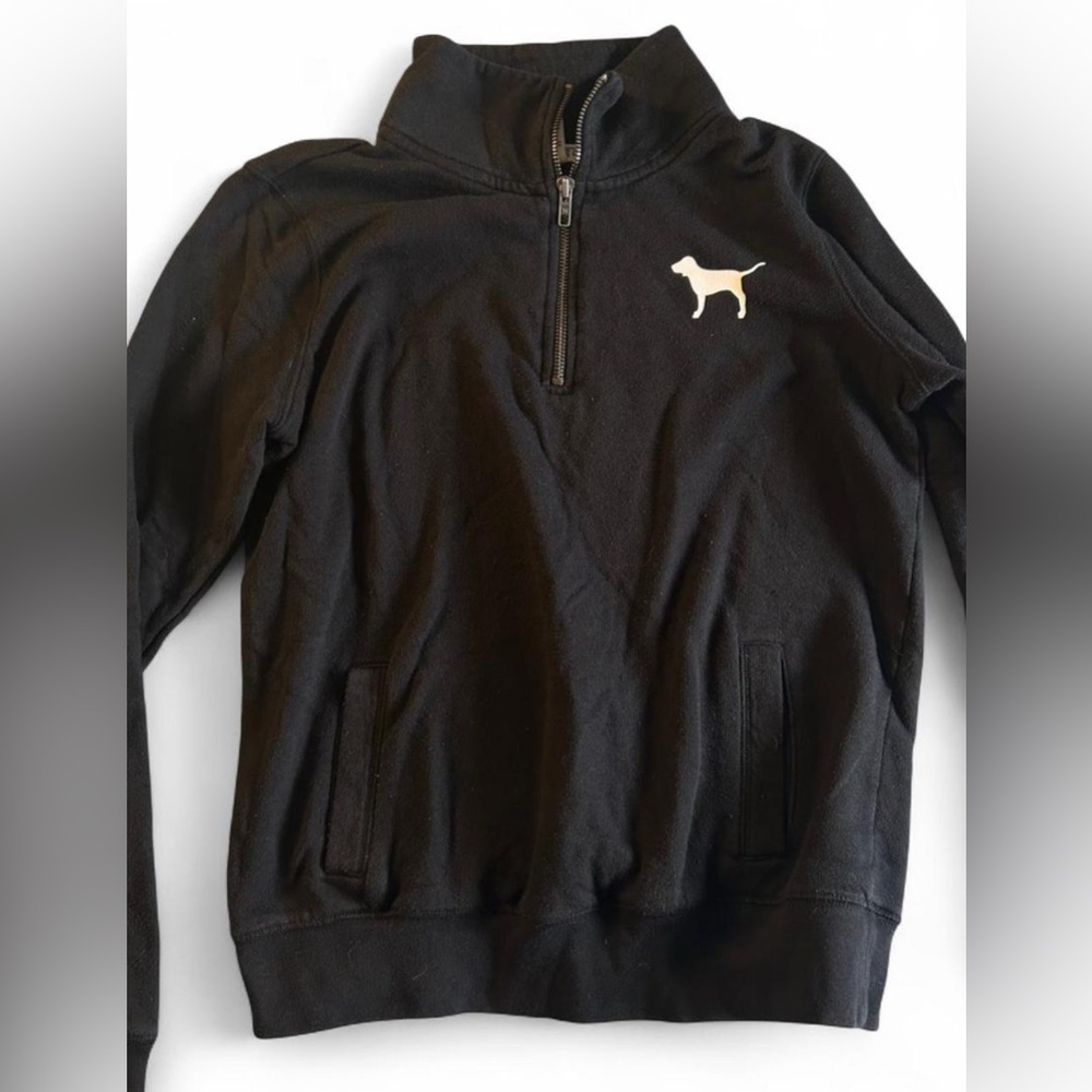 Victoria's Secret Pink Black Quaterzip with Logo
